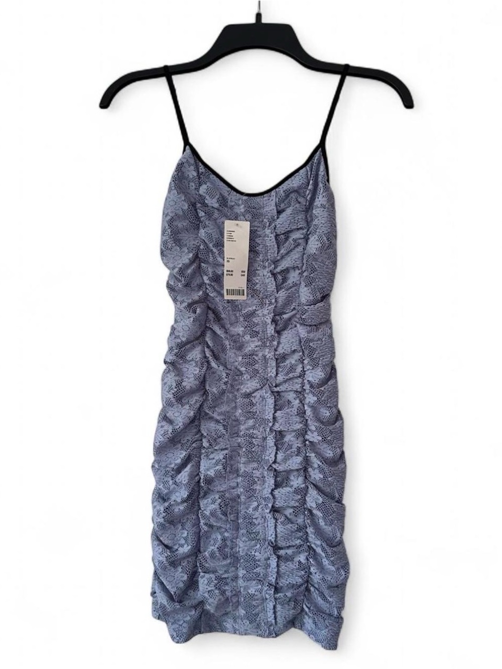 Urban Outfitters Blue Snake-Print Ruched Cami Dress